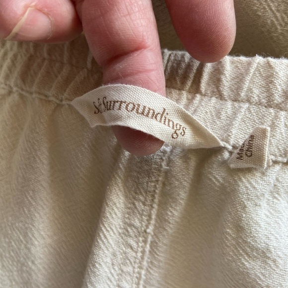 Soft Surroundings Wide Leg Cotton Pants Pull On Buttons Lagenlook Tan Size 1X - Picture 4 of 11